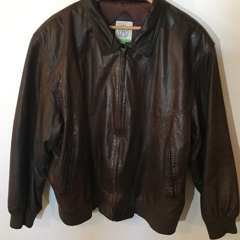 American Weekend Leather Bomber Distressed Jacket